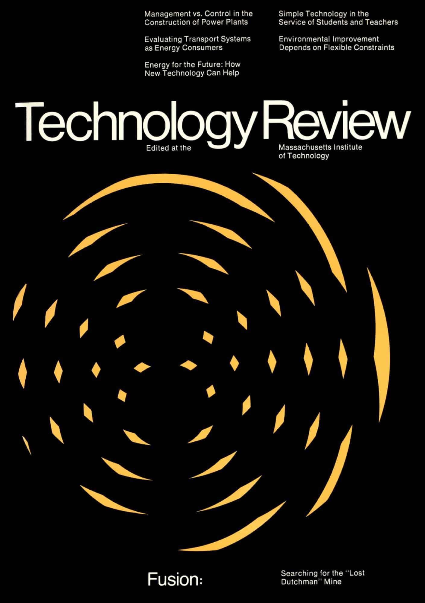 Обложка журнала Technology Review за январь 1972 г.