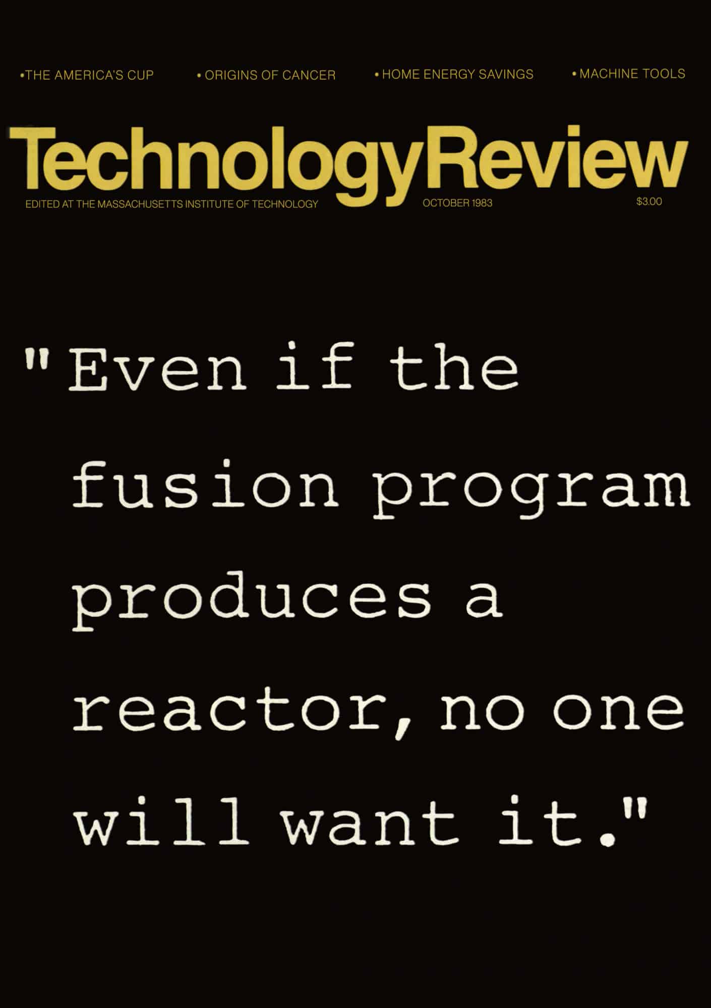 Обложка журнала Technology Review за октябрь 1983 г.