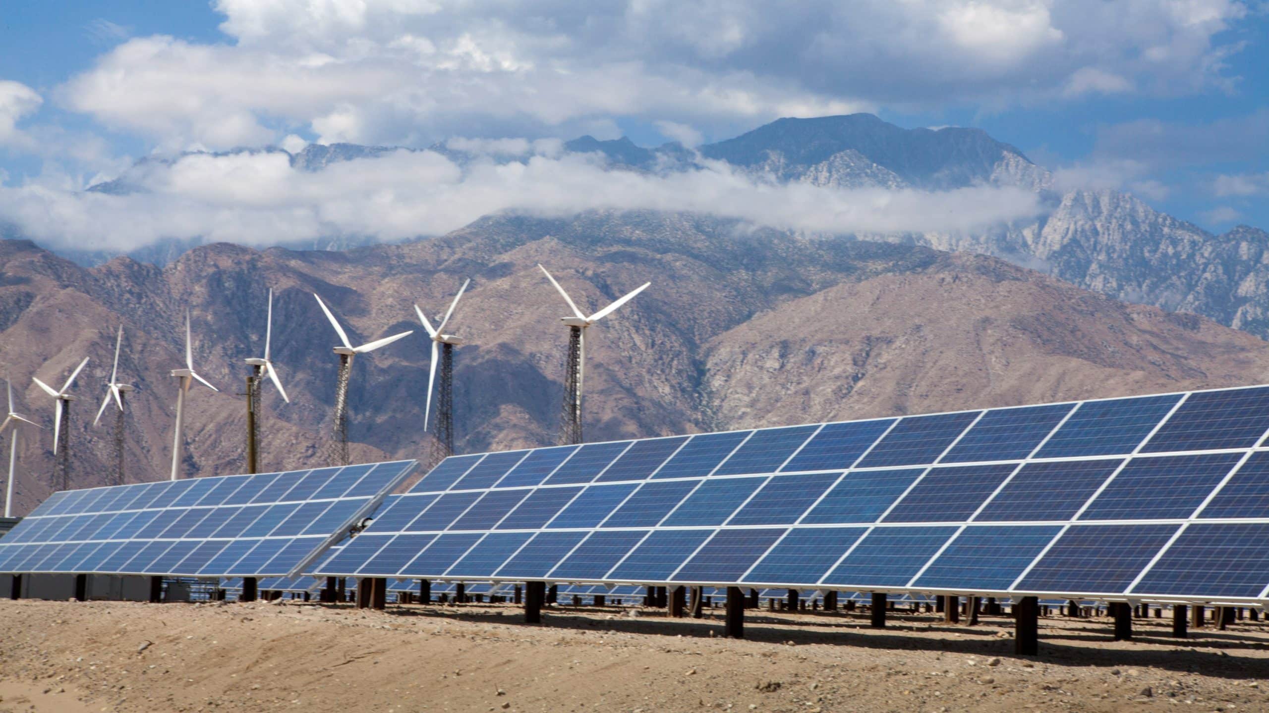 solar panels and wind turbines